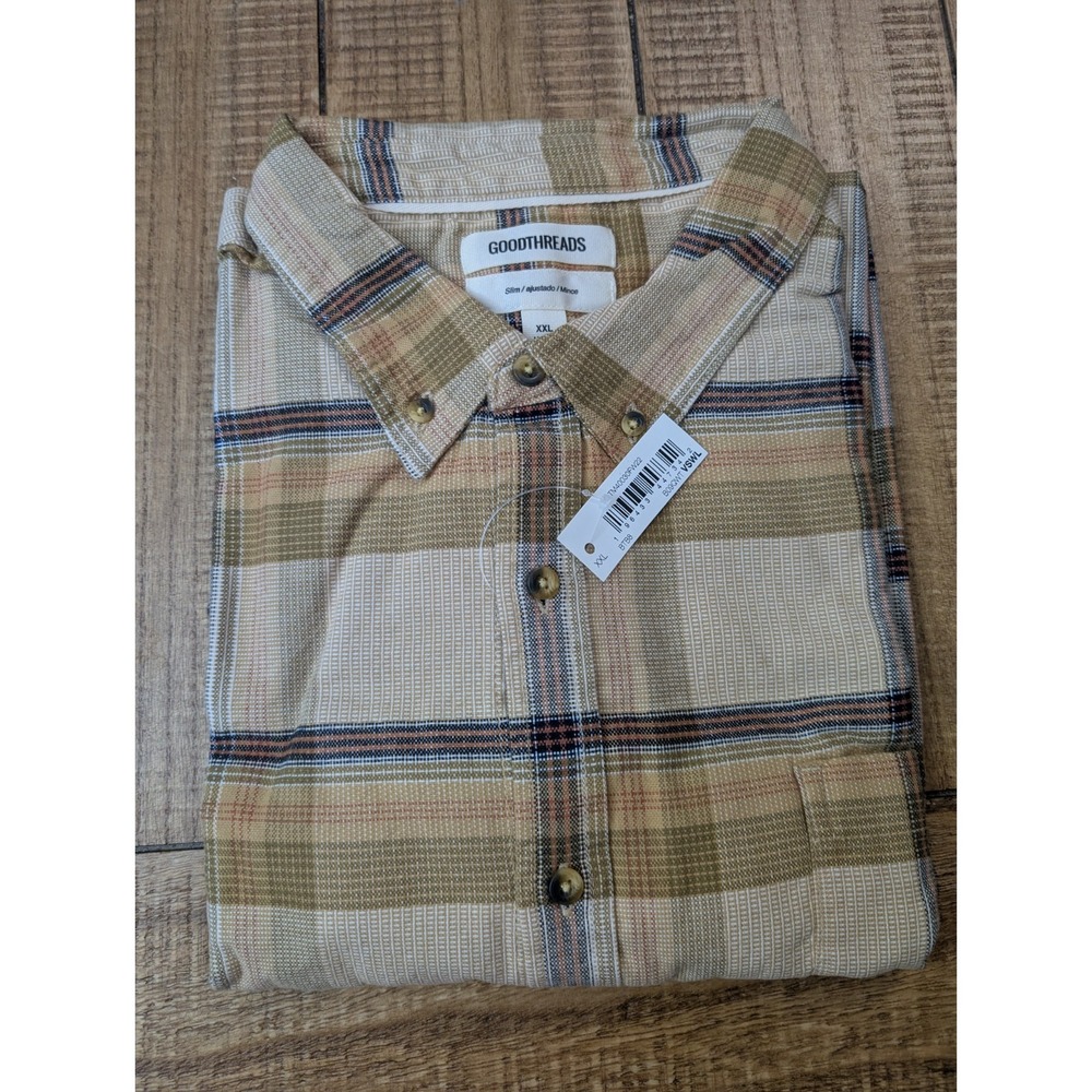 Z2 NWT Good Threads Button Up Shirt Brown Plaid  Casual Sz 2XL